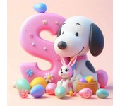 Cute Snoopy With Easter Egg Letters Diamond Painting Art 5d Diy Fantasy Cartoon Dog Alphabet Mosaic Cross Stitch Home Decor Gift