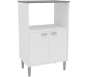 Mueble Auxiliar Cocina Microondas Color Blanco Con Tapa Gris 58x95 cm