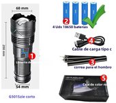 Powerful GT60 LED Flashlight Super Bright Long Range Torch Rechargeable Most Powerful Outdoor Tactical Hand Lamp Camping Lantern
