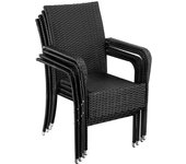 Tectake - Silla de jardín de ratán GIRONA apilable, capacidad de carga 120 kg, Conjunto de sillas modernas con tejido resistente a la intemperie y duradero de poliratán, Estructura de acero revestido en polvo para una enorme estabilidad, Respaldo alto