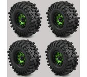 RS 4Pcs 1.9 Beadlock Wheel Rim Rubber Tire Set  for 1/10 RC Crawler TRX4 Axial SCX10&SCX10 II RBx10