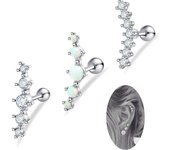 Pendientes de Maple inoxidable de 16 G with landslide cúbica para cartílago de Mujer, piercing para Hélix, Caracola, DAIH, B2: 3 piezas de Parte trasera Plana