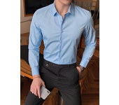 6 Colors Men's Business Solid Color Shirt Lapel Long Sleeve Fashion Classic Style Cotton Casual Slim Fit Shirt Office Clothes