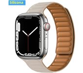 Leather Link for Apple Watch Band 45mm 41mm 40mm 44mm 49mm Original Magnetic Loop Bracelet IWatch Series 8 Ultra 3 SE 6 7 Strap