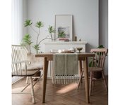 Mantel de Algodón y Lino con Borla Hecha a Mano - Estilo Granja