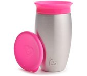 Vaso para NIÑOS PEQUEÑOS Y BEBÉS - Vaso Antiderrame de silicona libre de BPA - Vaso Infantil fácil de limpiar - Color ROSA - MUNCHKIN