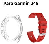 2 in 1 TPU Case+Strap Compatible for Garmin Forerunner 245/ 245 Music, 20mm Silicone Replacement Bands and Soft TPU Case