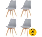 Pack de 4 sillas de comedor Malmo patas madera 85x45x48 cm