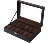 Caja de Reloj de Muñeca de 20 Ranuras Organizador de Almacenamiento de Cuero PU Regalo de Hombre