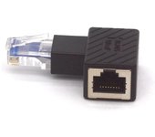 FGNS Adaptadores de Ethernet de 90 grados, ángulo  izquierdo, conector RJ45 macho a hembra,  apantallado,  conexión de red,  Adaptador de ángulo Recto Macho a Hembra  compatible con Cat5 Cat6 （Izquierda）