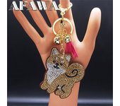 Fashion Chihuahua Dog Crystal Keychain Bag Accessories for Women Gold Color Keyring Jewelry llaveros para mujer K2502S01