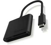 Raidsonic ICY BOX Lector de Tarjetas SD USB-C USB 3.0 Aluminio Negro con Cable Integrado
