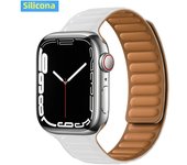 Leather Link for Apple Watch Band 45mm 41mm 40mm 44mm 49mm Original Magnetic Loop Bracelet IWatch Series 8 Ultra 3 SE 6 7 Strap