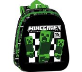 Minecraft, Mochila Minecraft 3D Infantil de Un Compartimento, Acolchada y Tirantes Ergonómicos, Muy Resistente y Alta Calidad, Licencia Oficial, Niño, Niña, Color Negro Verde, 33 x 27x 10 cm, Kiglam