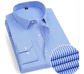 Men's Classic Long Sleeve Striped/Solid Basic Dress Shirt Single Patch Pocket Formal Business Regular Fit Office Social Shirt