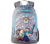 Mochila Escolar Minecraft Warriors Primaria DOBLE COMPARTIMENTO