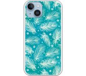 Funda original compatible con Iphone 14 Pluscon diseño de Patron plumas blancas con fondo