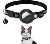Cat AirTag Holder Collar Breakaway Reflective Strips Adjustable Kitten Collar Waterproof Cat Bell Collar Pet Air Tag Case