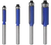 Juego de cortadores al ras de 4 piezas - Vástago de 6 mm - Rodamientos de bolas - Cortador para ranurar - Cortador para carpintería - Cortador para ranurar - Frai