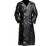 MEN'S GERMAN CLASSIC WW2 MILITARY UNIFORM OFFICER BLACK LEATHER TRENCH COAT