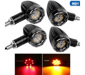 4Pcs/set Motorcycle LED Brake Light Amber and Red Turn Signal Tail Light Indicator Warning Signal Bulbs Lamps Motor Accessories