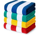 Toallas de Playa extrarandes de Algodón 100% de Exclusivo Mezclas, paquete de 4 (35 "x 70"), toalla de Playa Gruesa con Rayas suaves de Cabana, Toalla de baño para Viajes, piscina superabsorbente y Nación (Azul Marino oscuro)