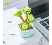 HUIQIBAO MOC Flower Succulents Building Blocks Everlasting Flowerpot Bonsai Gardens Romantic Bricks DIY Potted Plants Model Kids