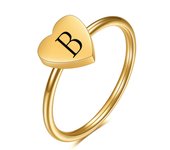 Simple Love Gold Ring Fashion 26 letter stainless steel heart Ring for women jewelry gift