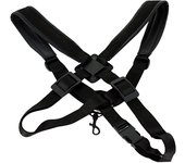 arnes piel cruzado para saxofon ancho 40 mm. SD21-1 modelo para hombre, mosqueton metalico negro