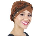 Color Blocked Bright Silk Braid Women Hijabs Turban Hat Solid Color Head Wraps  Pre-tied Elastic Head Scarf Beanies Chemo Cap