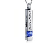 Urn Necklaces for Ashes 12 Birthstone Cube Urns for Human Ashes Memorial Cremation Jewelry Urn Locket Keepsake Ashes Pendant