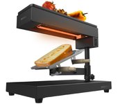 Cecotec 3081 Cheese&Grill 6000 Black. Raclette con Potencia 600W Función Grill Acabado Acero INOX Termostato Regulable Parrilla Superior Antiadherente.