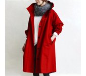 Trendy Women's Long Trench Coat Women's Solid Color Elegant Windbreaker Loose Comfortable Hooded Temperament Ladies Raincoat