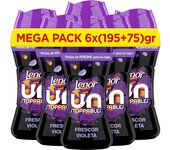 PACK de 6 -  LENOR UNstoppables Perlas de Perfume para la Ropa, 133 Lavados (6 x 270g), Suavizante con Fragancia Violeta Fresca, Potenciador de Frescor