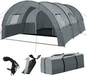 Tectake - Tienda de campaña ROSKILDE para 6 personas  Gran tienda de campaña estable con porche para 6 personas  Habitación con cierre de cremallera y suelo  Cuatro ventanas con mosquiteras