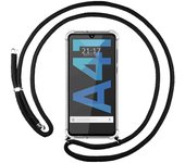 Tumundosmartphone Funda Anti-Shock Transparente con Cordón Negro para Samsung Galaxy A41