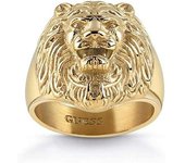 GUESS Anillo Hombre Acero Inoxidable Dorado León UMR78001-64