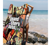 GTA 5 Grand Theft Auto Anime Beach Swimming Towel Soft Absorbent Washcloth Children's Gifts for Kids Travel Camping Gym
