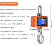 Digital Hanging Scale 1000kg/ 2204lbs Portable Heavy Duty Crane Scale LCD Backlight Industrial Hook Scales Unit Change/Data Hold