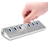7 puertos de alta velocidad USB 3,0 Hub-triángulo de aleación de aluminio de siete puertos de transferencia de datos USB Hub compatible con PC, iMac, MacBook, Windows, unidad flash USB, disco duro y más