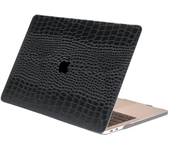 Carcasa para MacBook de Cuero Sintético de Cocodrilo Negro