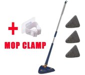 360° Cleaning Mop Rotatable Water Absorption Triangular Mop Foldable Automatic Water Squeezing Wall Cleaning Mop OR 3 Mop Cloth