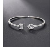 Huitan Luxury Green/White/Blue Cubic Zirconia Cuff Bracelet Bangle for Women Good Quality Female Hand Jewelry 2022 Drop Shipping