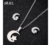 SMJEL Stainless Steel Love Heart Necklaces Women Girls Golden Jewelry Sets Simple Wedding Wave Heart Earrings 2022 Wholesale