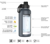 Botella Termo de Maple Inoxidable 1 Litro Deportiva (10 Colores) - Botella de Agua Térmica Reutilizable | Sin BPA | Keeps 24H Frio / 12H Caliente | Termo y Hermética - Doble Pantalla a Prueba de Fugas (YD550 YD1000 999 1199)