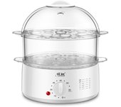 DAM. Vaporera eléctrica doble nivel transparente multiusos libre BPA, tecnología envolvente 360º. 22x18,5x27,3cm