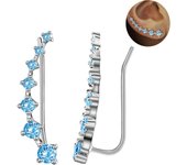 Pendientes de escalador hipoalergénicos, pendientes de 7 cristales 925, plata de ley, cristal hipoalergénico, joyas