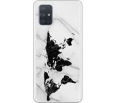 Funda compatible con Samsung Galaxy A71 - Be Unique Funda Gel mármol mapa negro