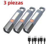 SMILING SHARK Portable LED Flashlight USB Rechargeable with Hook Zoomable Torch for Outdoor Camping Hiking Emergency Lantern
