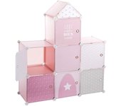Atmosphera Almacenamiento Infantil Pink Castle 7 Espacios Puertas Pivotantes Rosa Gris Blanco 95.5x32x109cm Montaje Fácil